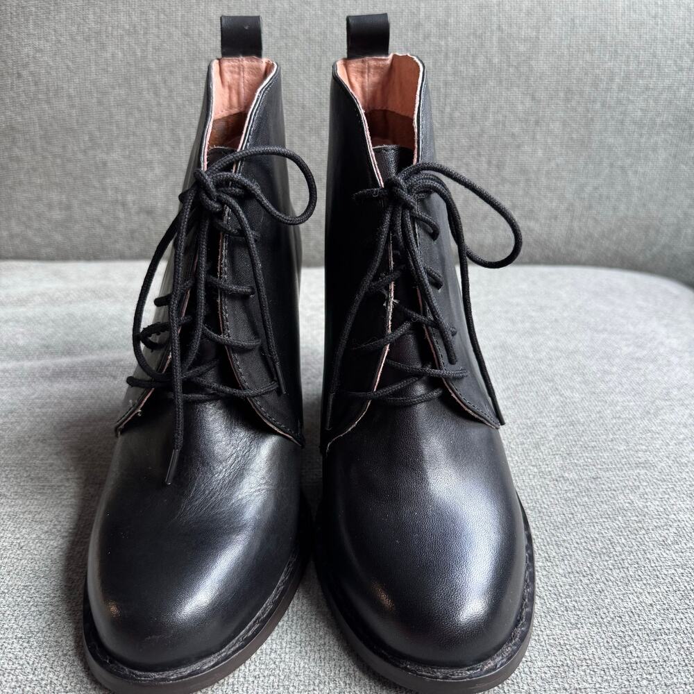 Seychelles Women's Tower Lace Up Leather Ankle Booties Black Sz 7.5 - Picture 2 of 11